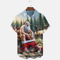 Bodhi | Printed Button-Down Short Sleeve Christmas Blouse for Men