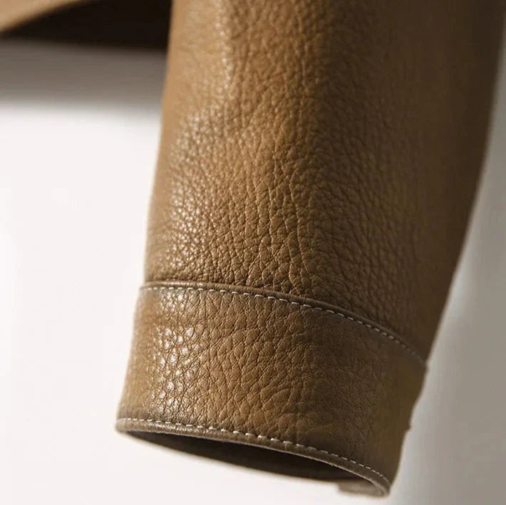 Dietlinde | Notch Lapel Leather Jacket with Patch Pockets