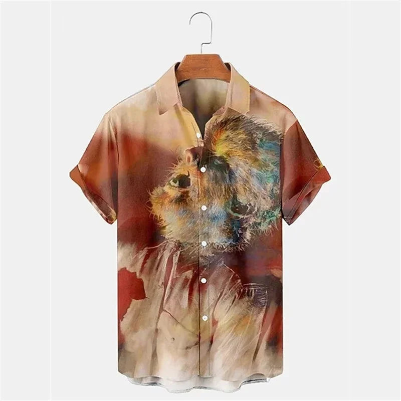 Carter | Short Sleeve Christmas Blouse with Santa Print for Men