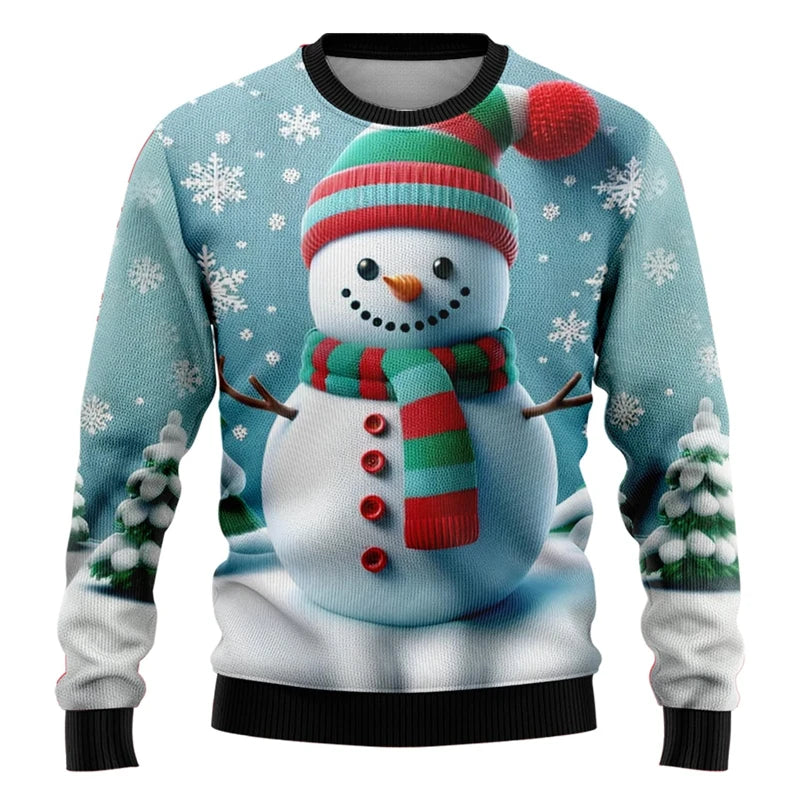 Etienne | Snowman Print Crewneck Christmas Sweater for Men