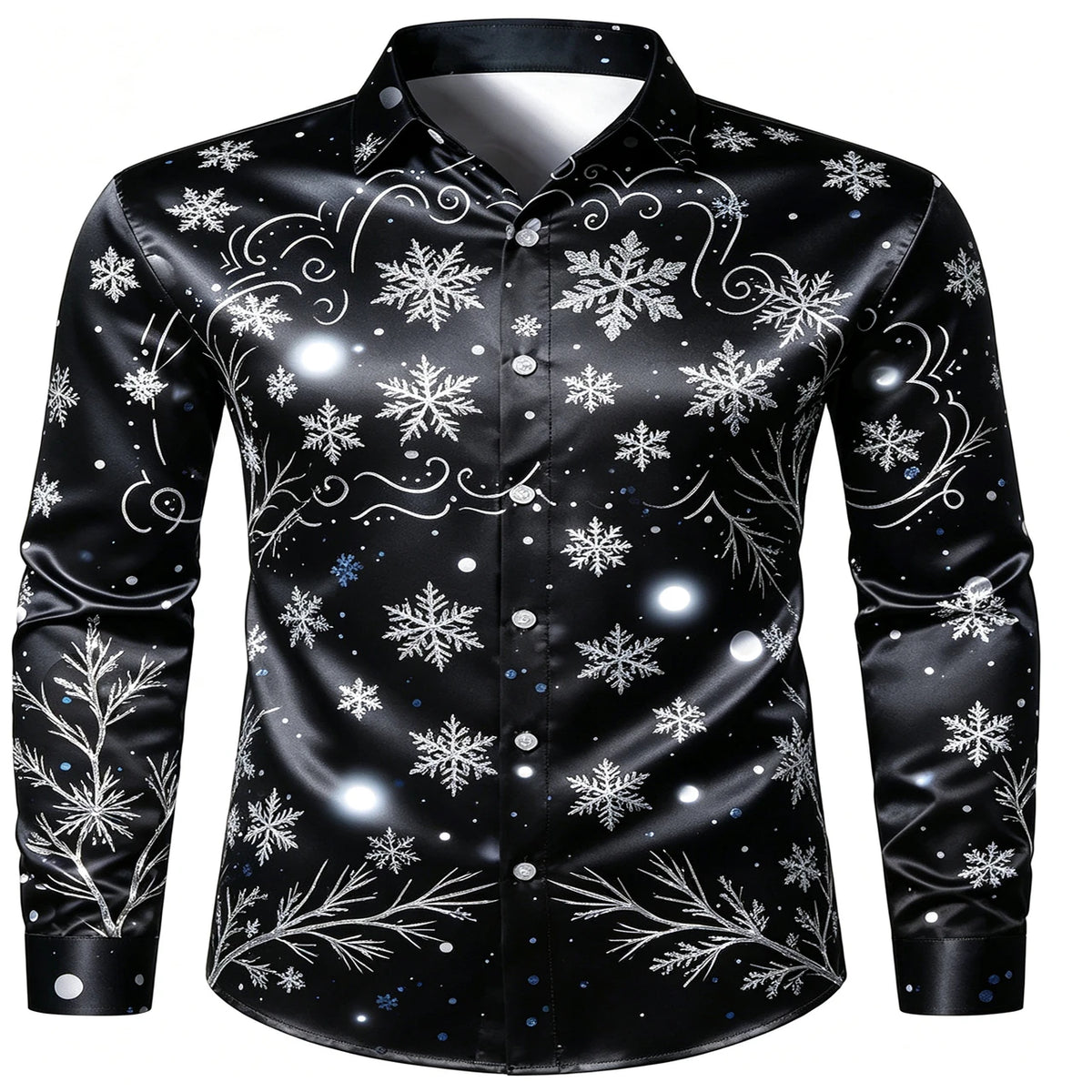 Lennert | Santa Chimney Print Button-Down Christmas Blouse