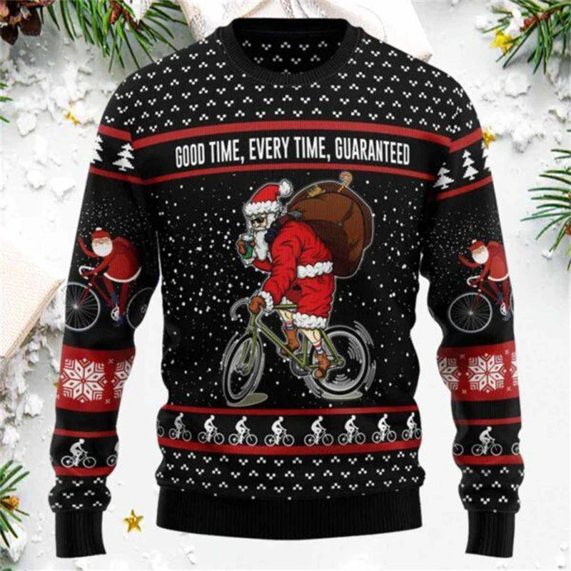 Immanuel | Graphic Santa Print Crew Neck Christmas Sweater