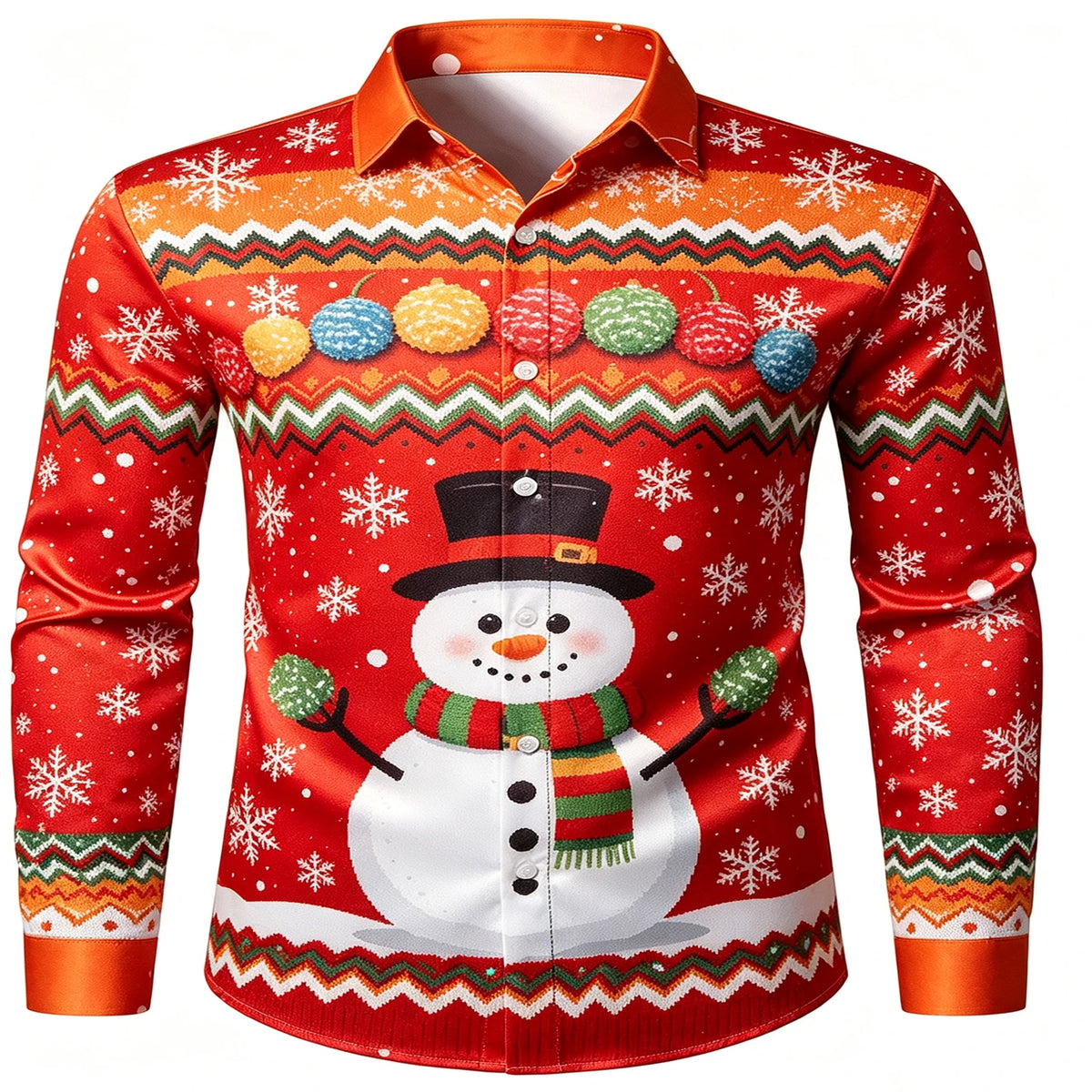 Lennert | Santa Chimney Print Button-Down Christmas Blouse
