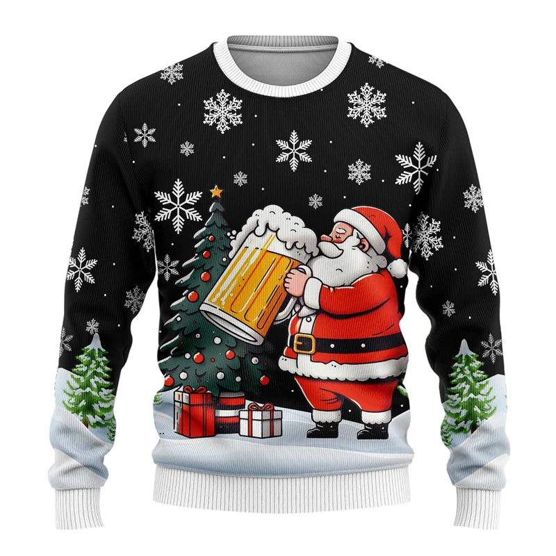 Dexter | Beer Print Crew Neck Christmas Sweater for Men