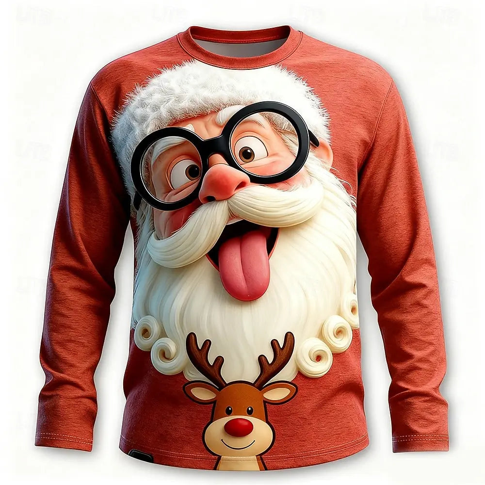 Rudy | Graphic Santa Print Crew Neck Christmas Sweater for Men
