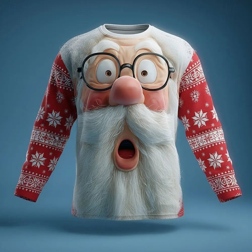 Wilco | 3D Santa Print Crew Neck Christmas Sweater for Men