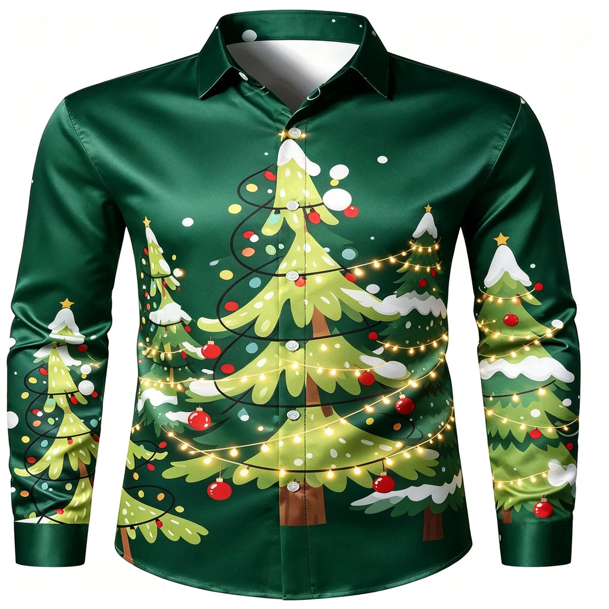 Lennert | Santa Chimney Print Button-Down Christmas Blouse