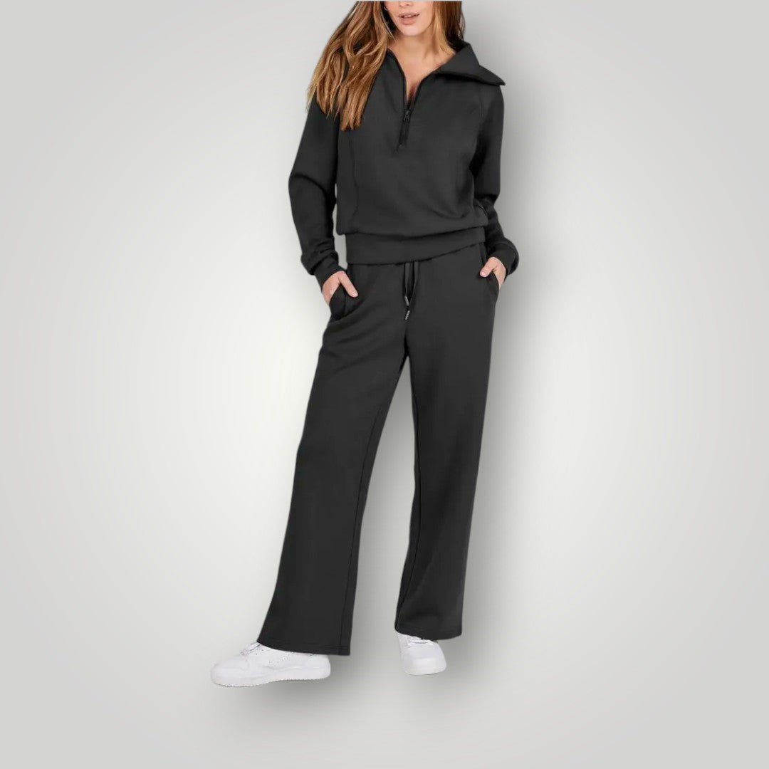 Aaliyah | Ribbed Crew Neck Sweat Set for Women