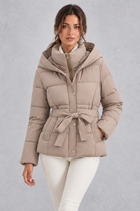 Aliette | Belted Hooded Quilted Puffer Jacket for Women