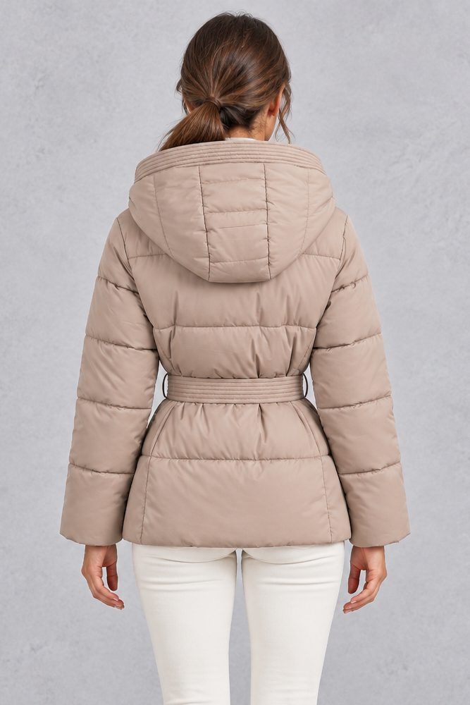 Aliette | Belted Hooded Quilted Puffer Jacket for Women
