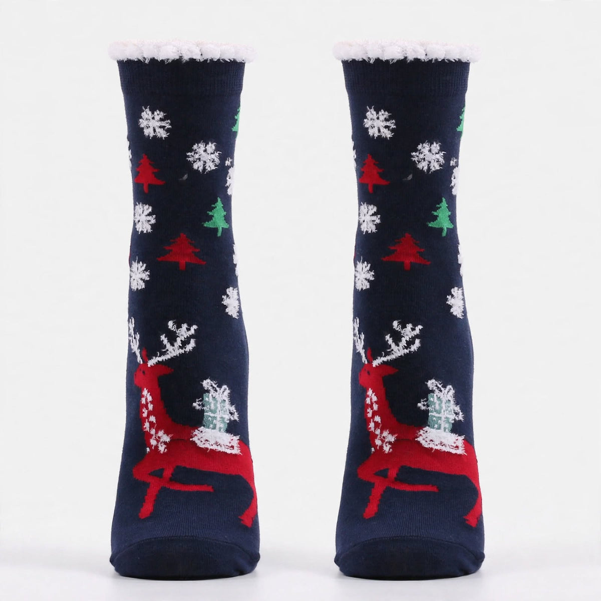 Ulrika | Navy Santa Print Christmas Sock Pair for Women