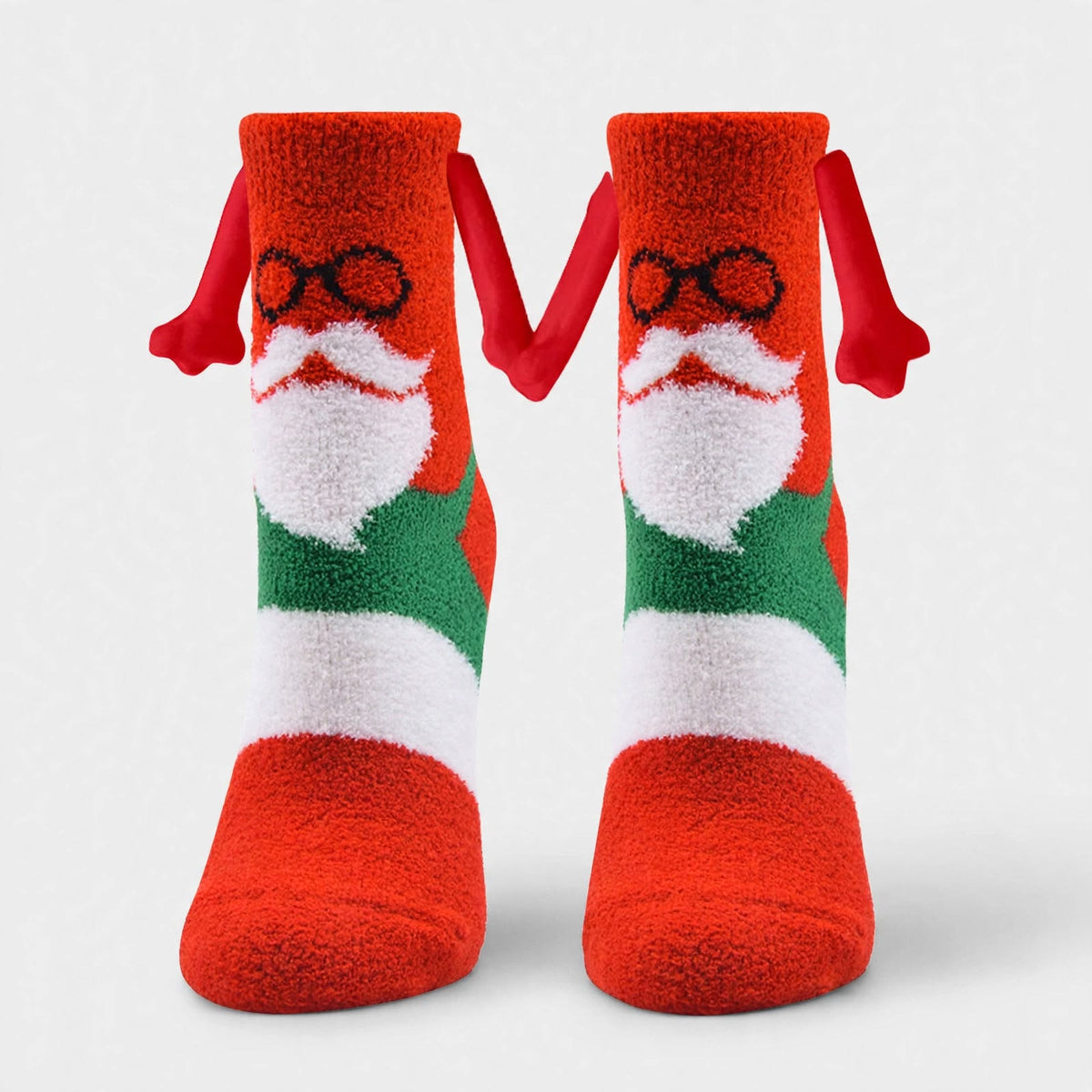 Holly | Red Santa Magnetic Christmas Sock Pair for Couples