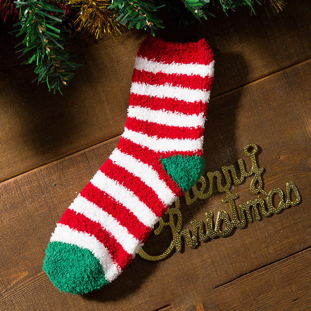 Cansu | Striped Christmas Sock with Ribbed Cuff for Women
