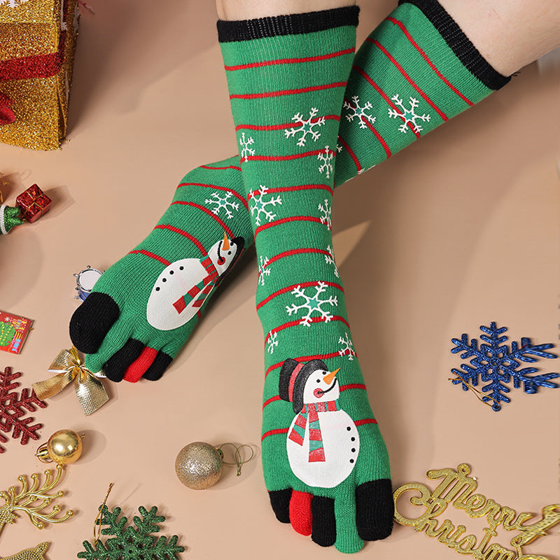 Noelle | Christmas Sock Five-Toe Design with Contrast Cuff
