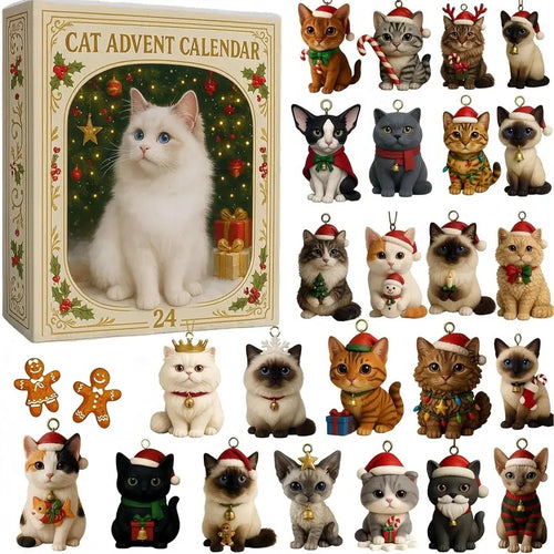 ACRYLIC CAT ORNAMENT ADVENT CALENDAR – 24 HANGING CAT CHARMS