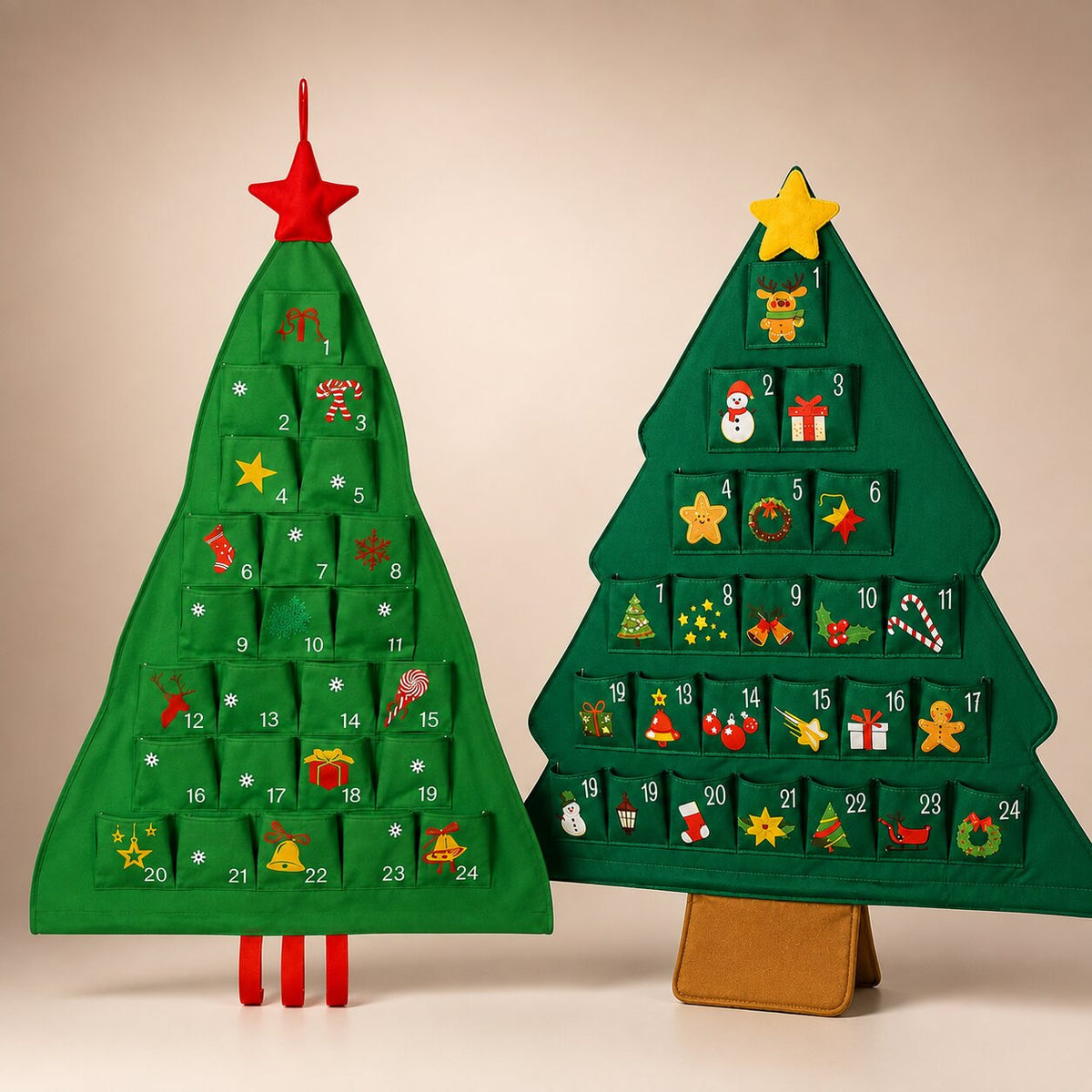 FABRIC CHRISTMAS TREE ADVENT CALENDAR – 24 REFILLABLE POCKETS
