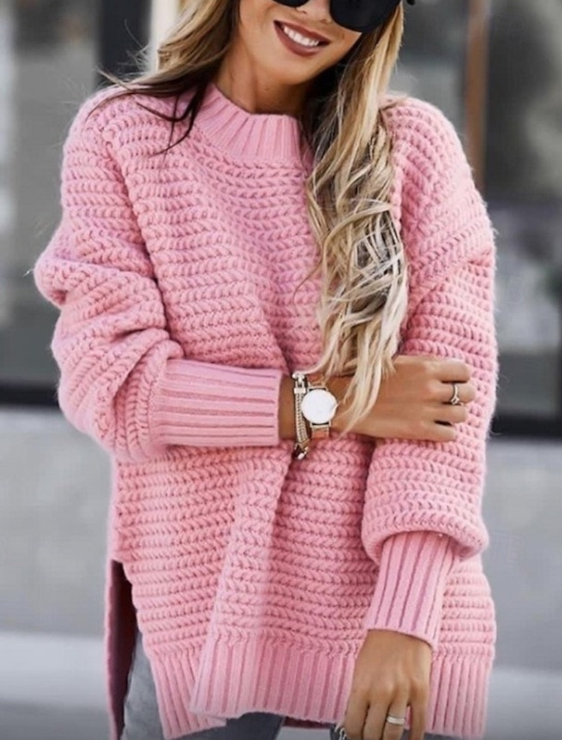 Irina | Chunky Cable Knit Sweater with Mock Neck for Women