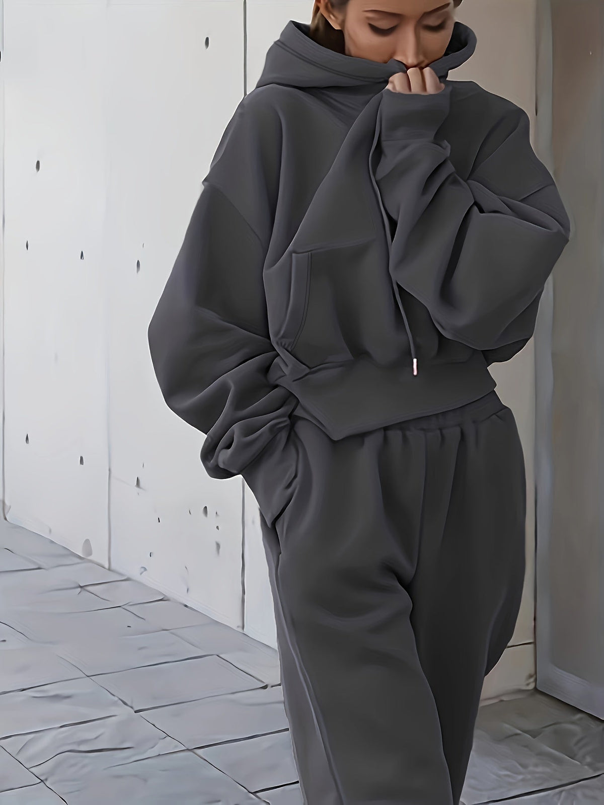 Madge | Oversized Hooded Sweat Set with Kangaroo Pocket for Women