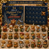 HIGHLAND COW ADVENT CALENDAR – 24 THEMED MINI FIGURES, CHRISTMAS GIFT