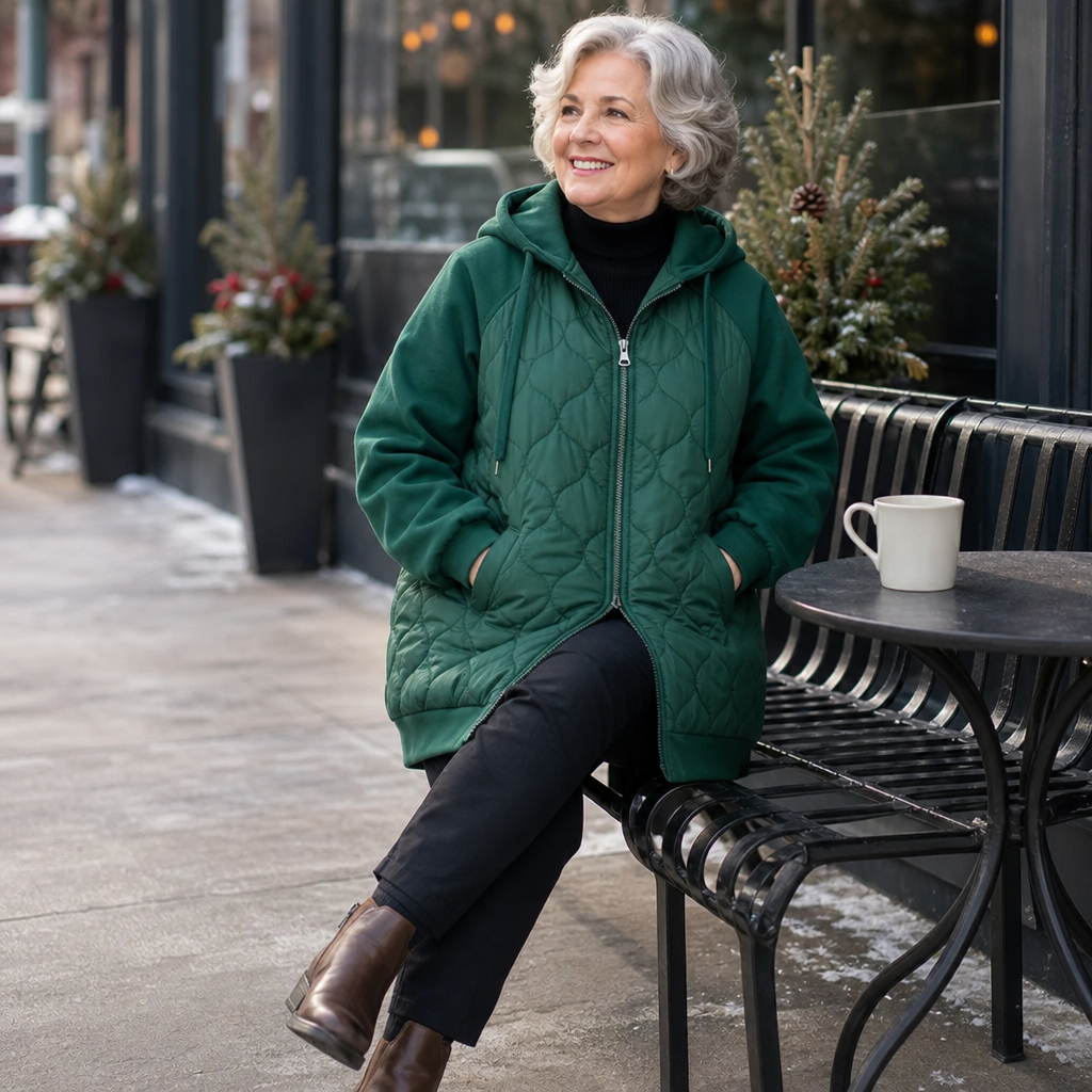 Zora | Quilted Hooded Puffer Jacket with Color-Block Panels