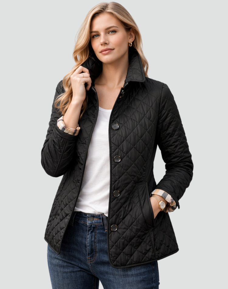 Ilaria | Quilted Button-Front Jacket with Collar for Women