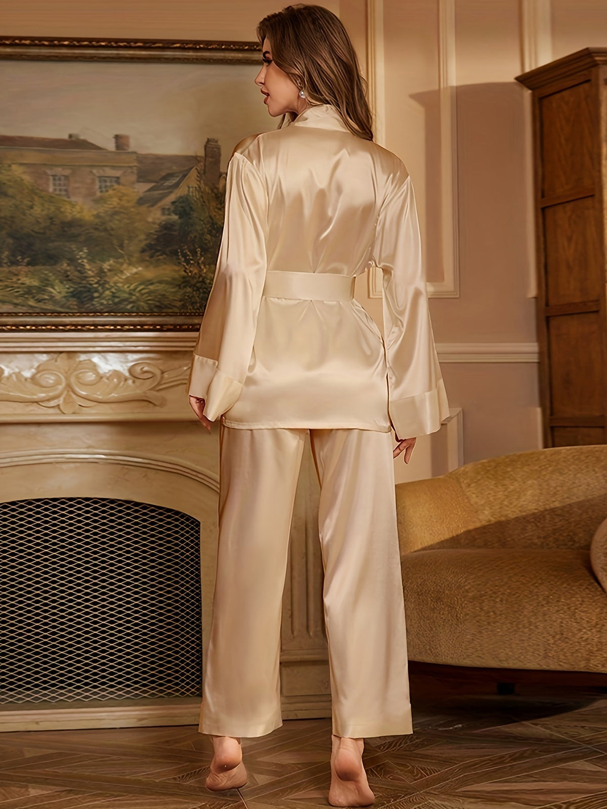Gracie | Belted V-Neck Robe Pajamas Set for Women