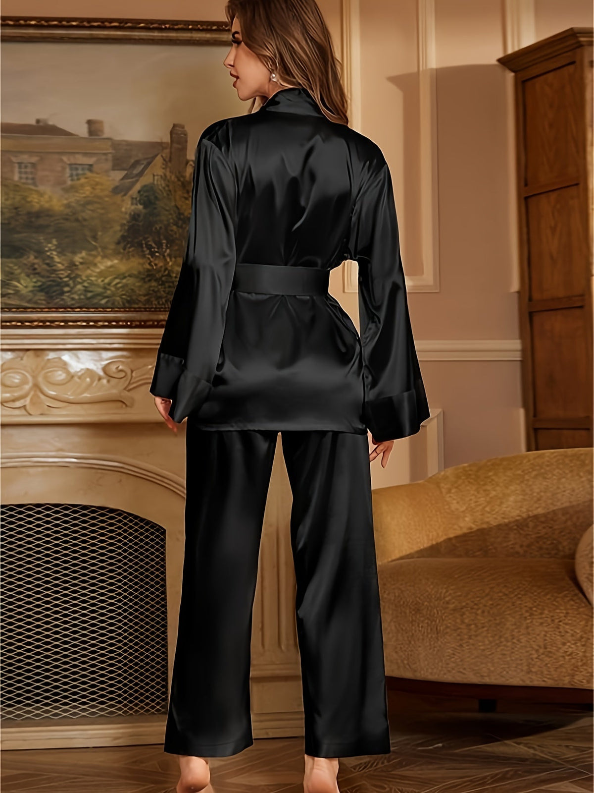 Gracie | Belted V-Neck Robe Pajamas Set for Women