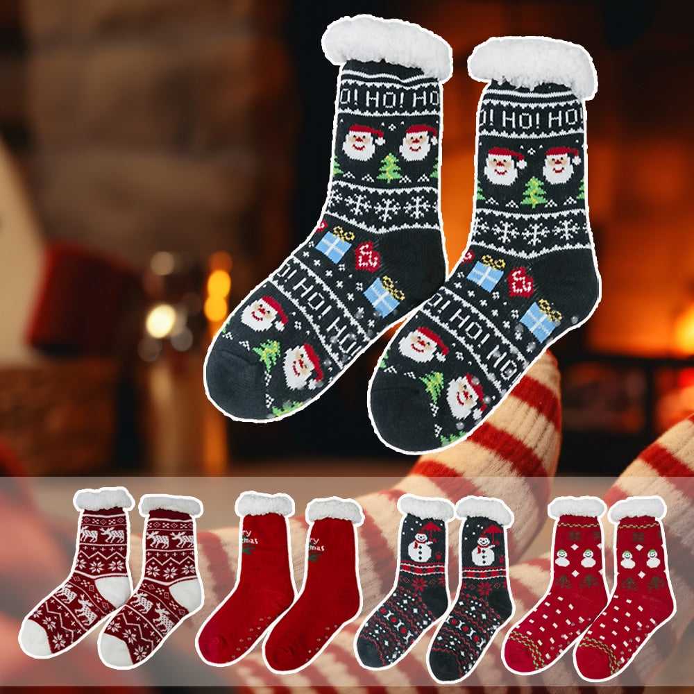 Hayley | Non-Slip Printed Christmas Sock with Grip Dots for Women