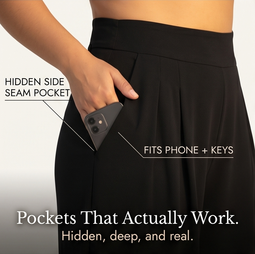 Nevaeh | High-Waisted Pleated Palazzo Pants with Pockets