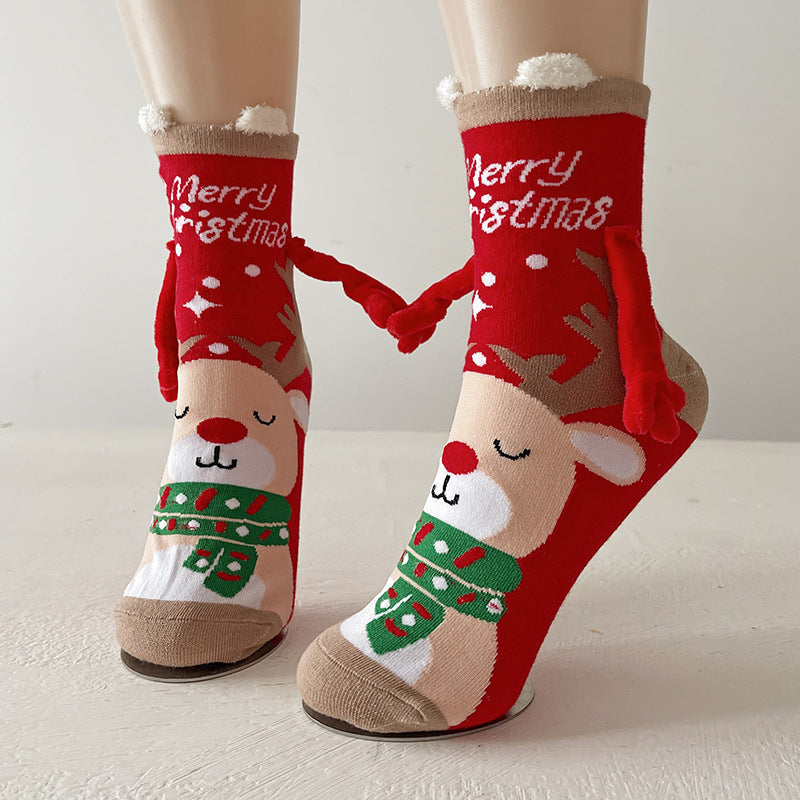 Aisha | Christmas Sock Set with Magnetic Hand-Holding Santa