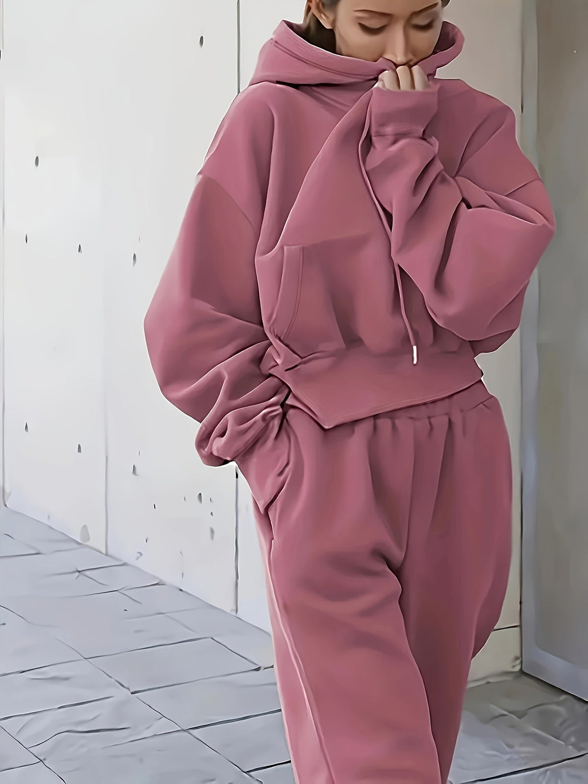 Madge | Oversized Hooded Sweat Set with Kangaroo Pocket for Women