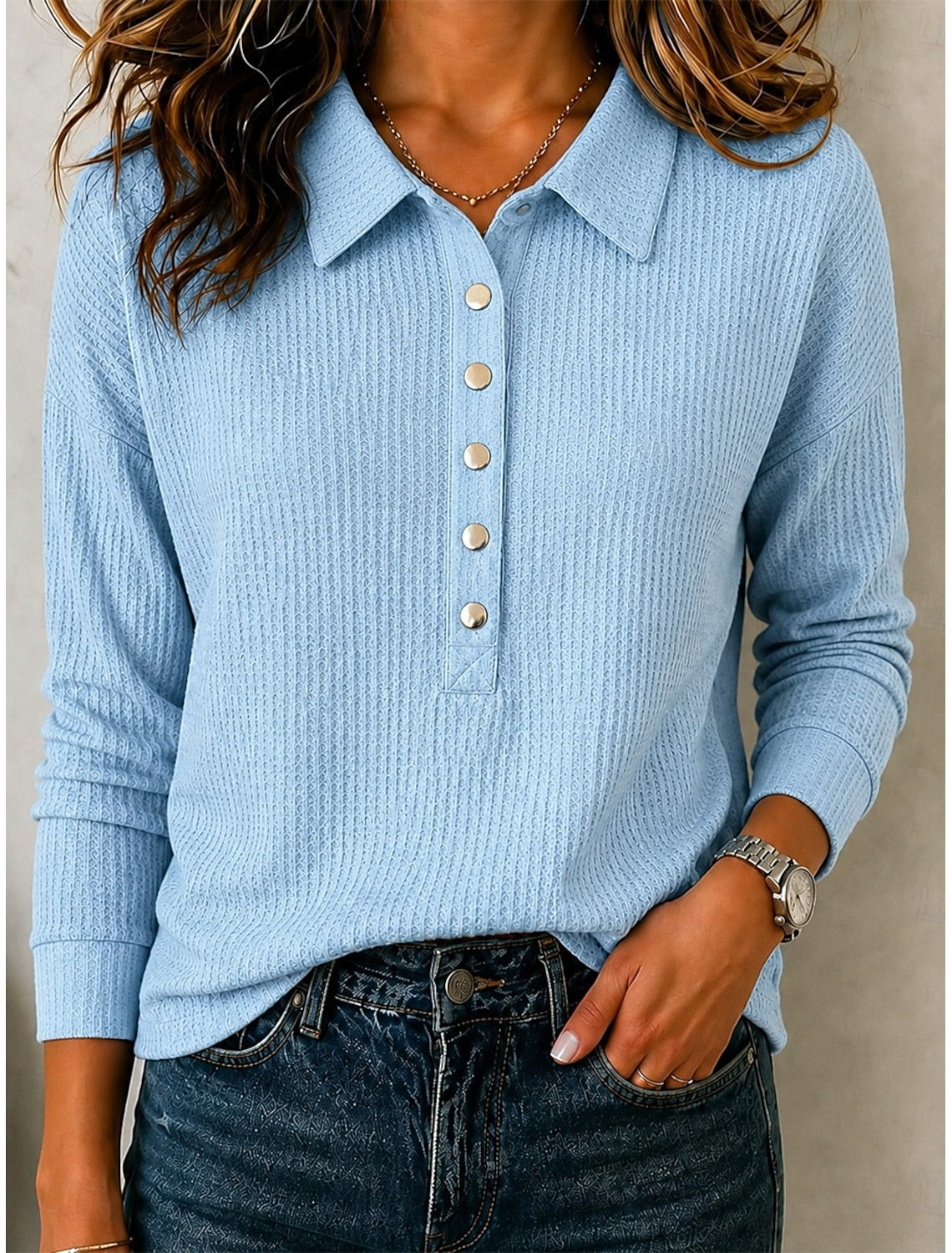 Katinka | Cable Knit Sweater with Polo Collar for Women