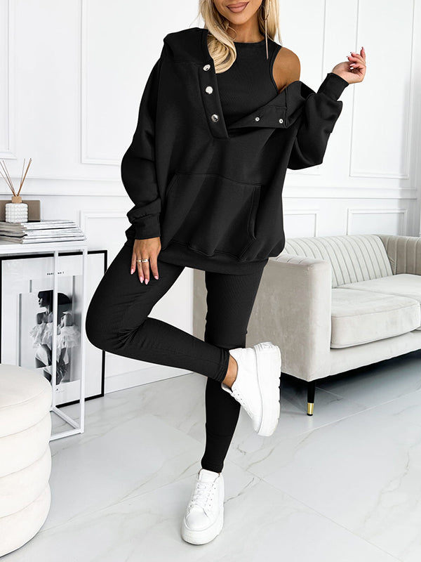 Trientje | Ribbed Three-Piece Sweat Set for Women