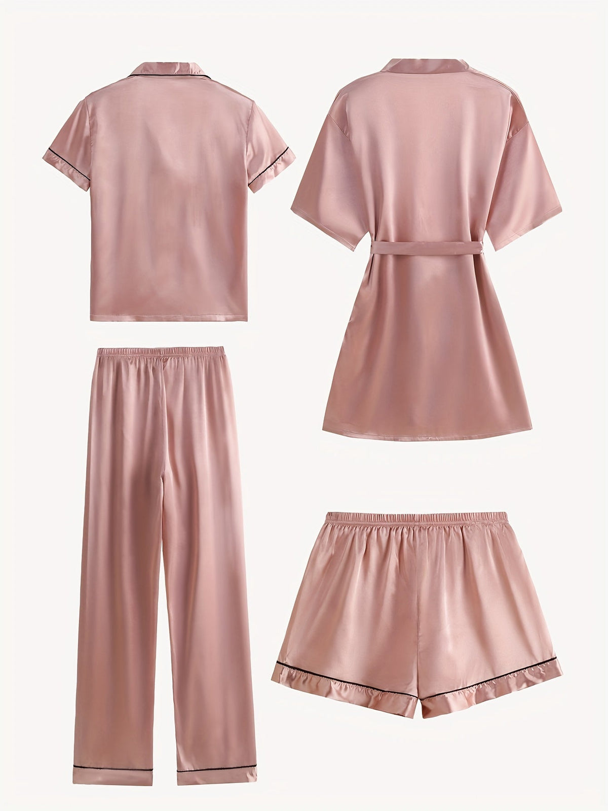 Erin | 4-Piece Satin Pajamas Set with Robe for Women