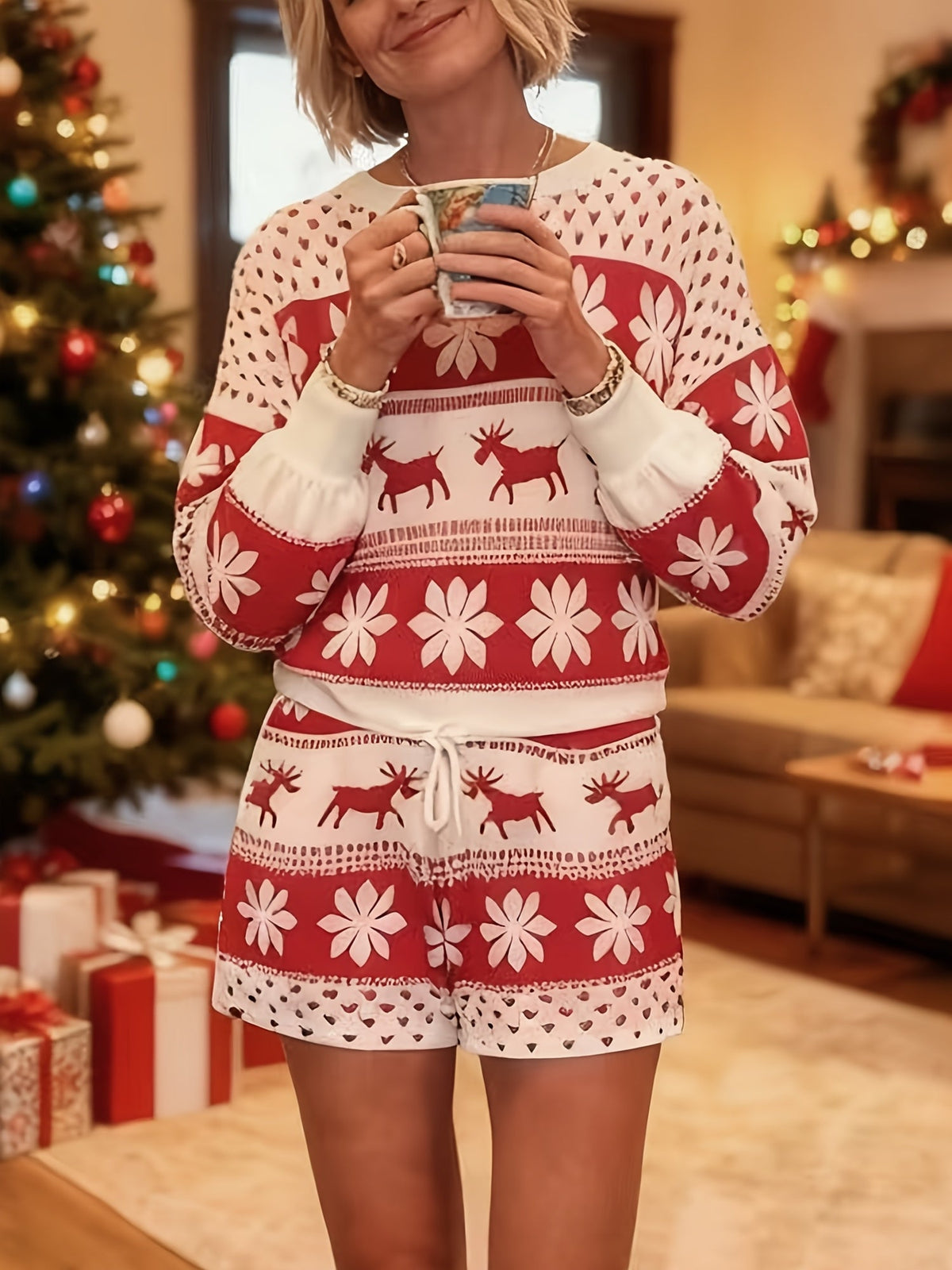 Isgard | Fair Isle Reindeer Pajamas Set for Women