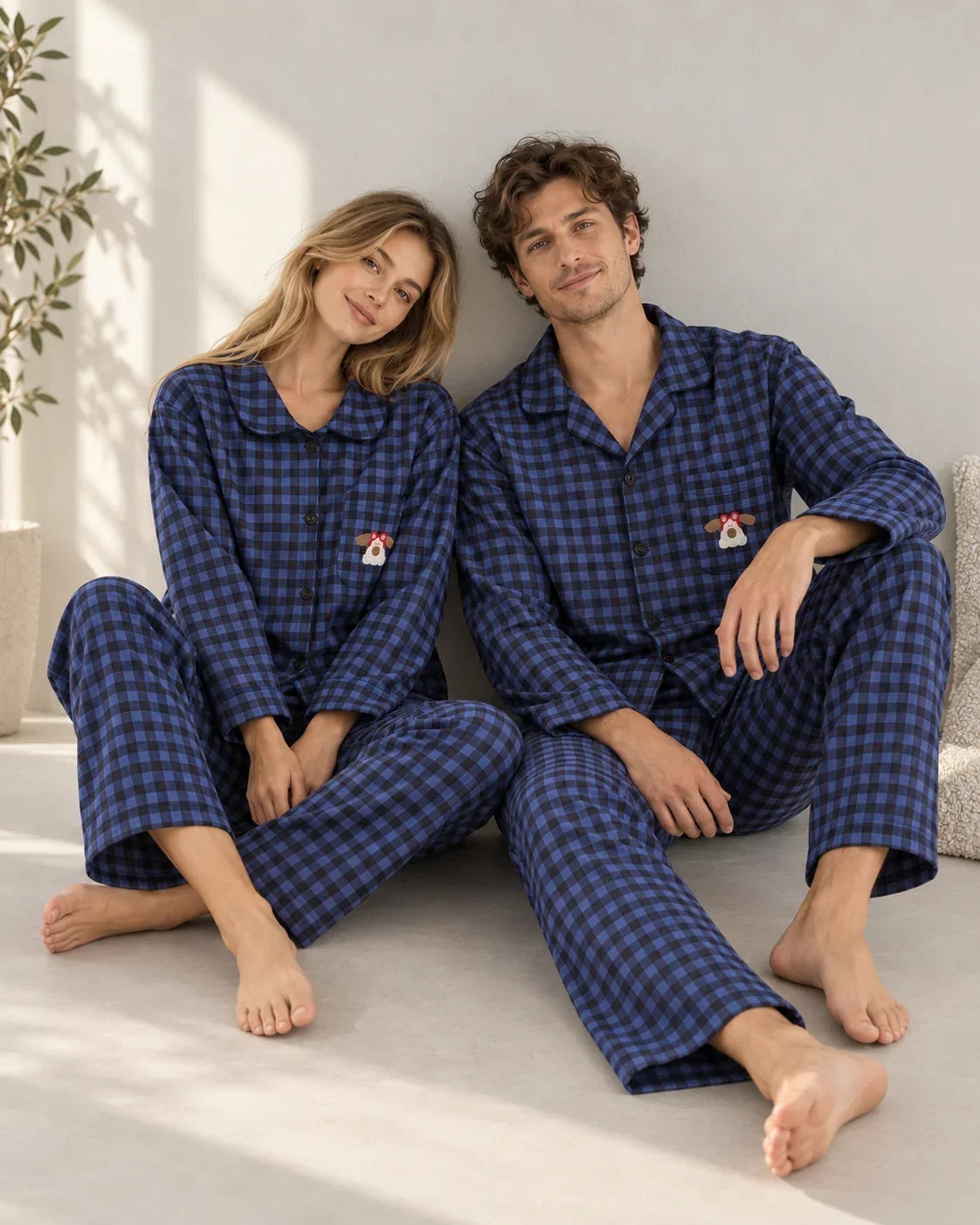 Everdine | Plaid Button-Front Pajamas Set for Women