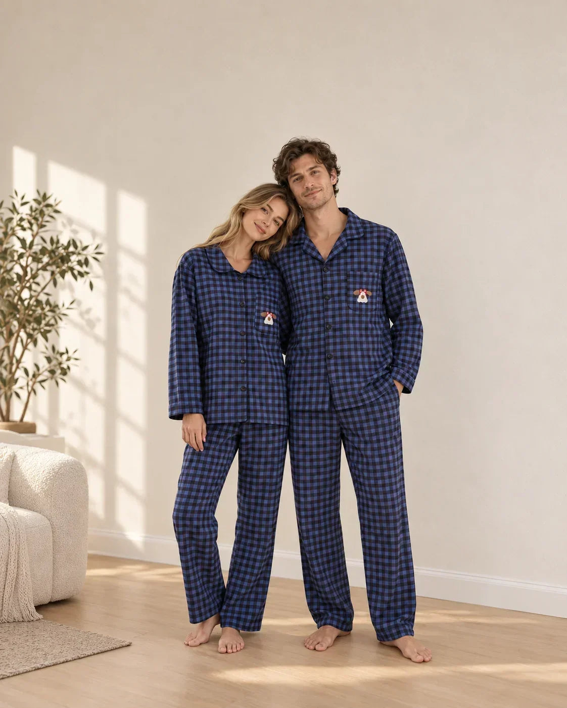 Everdine | Plaid Button-Front Pajamas Set for Women