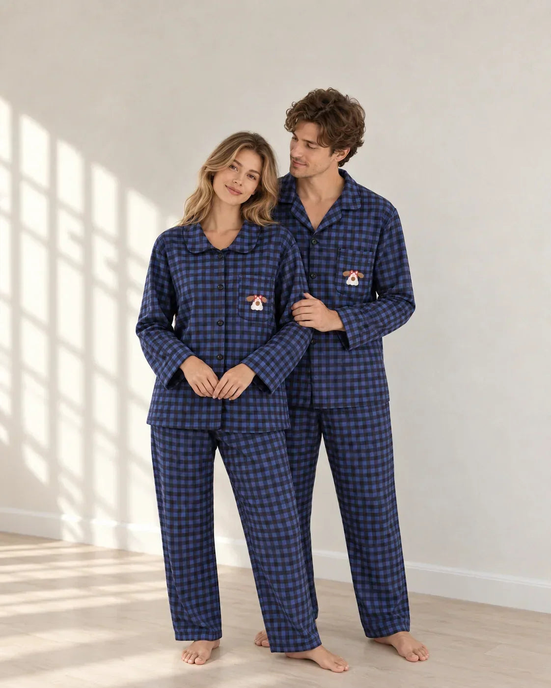 Everdine | Plaid Button-Front Pajamas Set for Women
