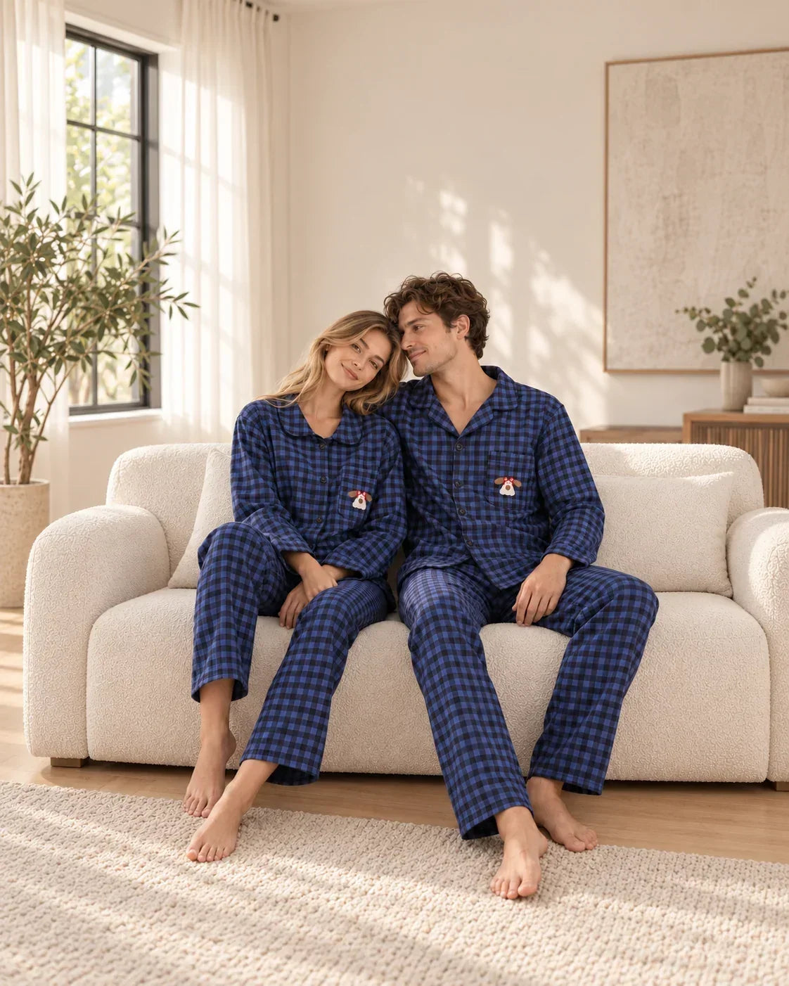 Everdine | Plaid Button-Front Pajamas Set for Women