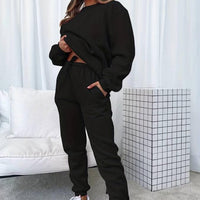Indianna | Ribbed Crew Neck Sweat Set with Drawstring Joggers