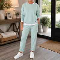 Mikayla | Side-Slit Ribbed Sweat Set with Slouchy Top for Women