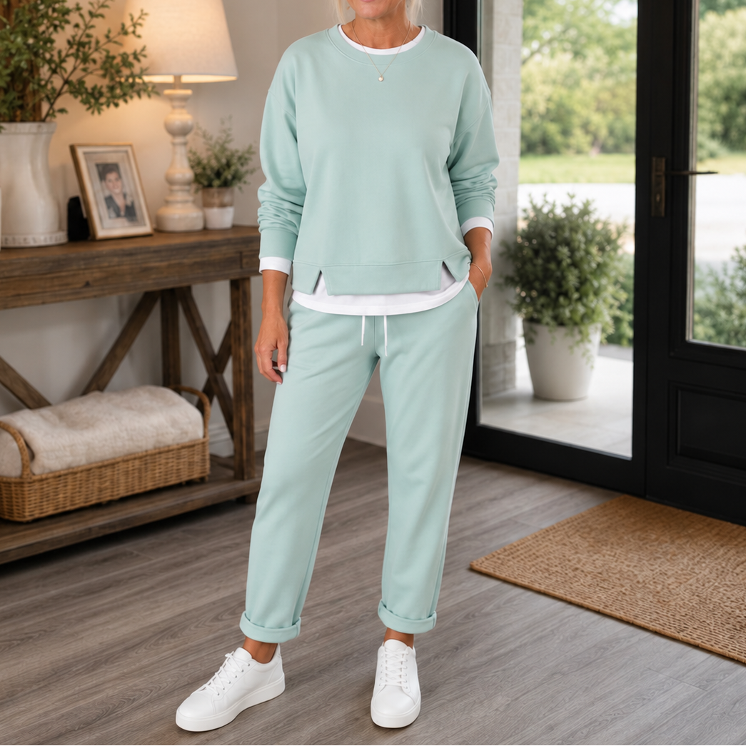 Mikayla | Side-Slit Ribbed Sweat Set with Slouchy Top for Women