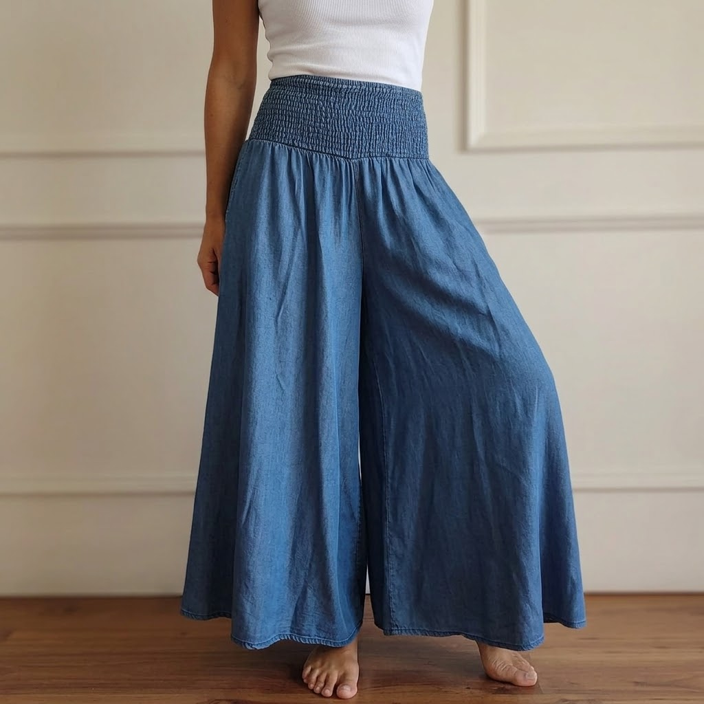 Dalinor | Smocked Waist Wide Leg Palazzo Pants for Women