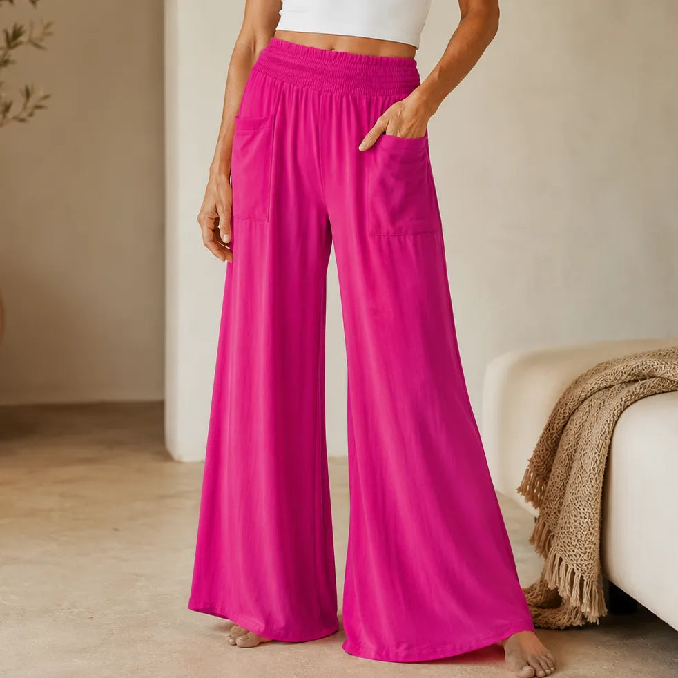Krystal | High-Rise Wide Leg Palazzo Pants with Pockets for Women