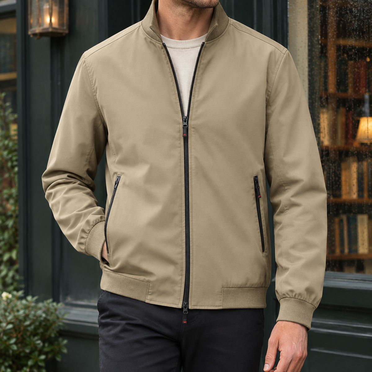Dietmar | Stand Collar Zip-Up Jacket for Men