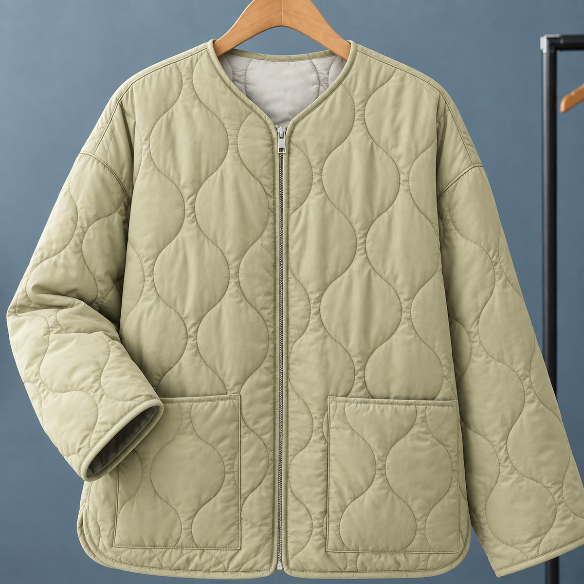 Riek | Quilted Collarless Zip Jacket with Patch Pockets for Women