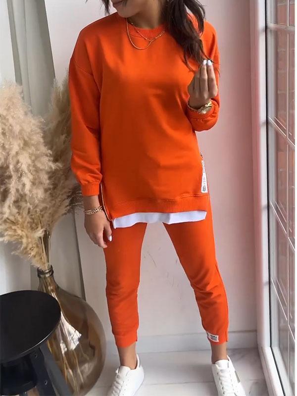 Frauke | Crew Neck Sweat Set with Ribbed Cuffs for Women