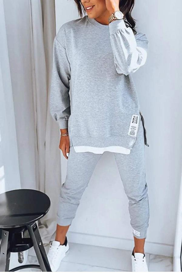 Frauke | Crew Neck Sweat Set with Ribbed Cuffs for Women