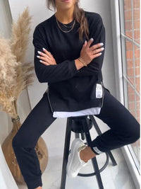Frauke | Crew Neck Sweat Set with Ribbed Cuffs for Women