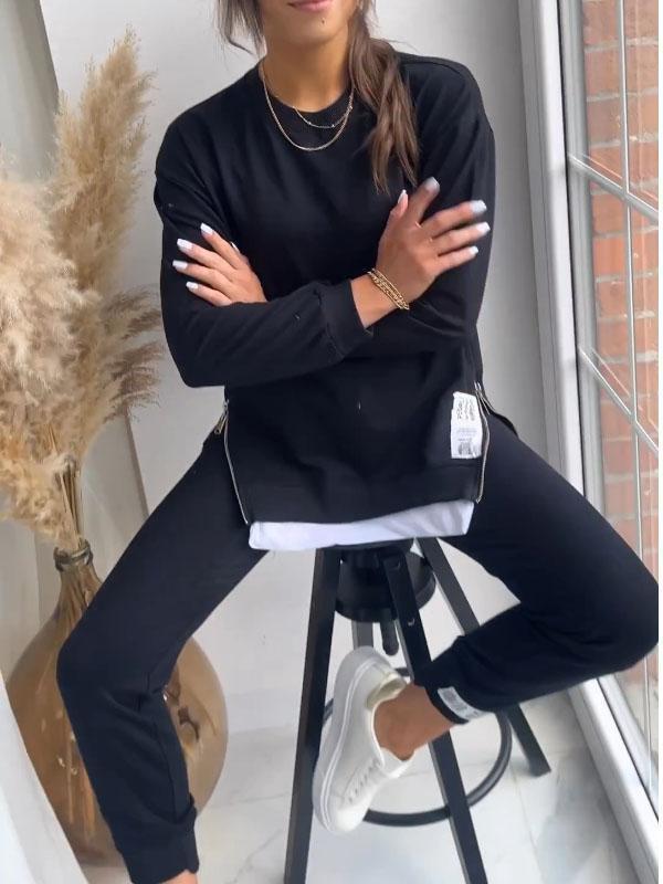 Frauke | Crew Neck Sweat Set with Ribbed Cuffs for Women